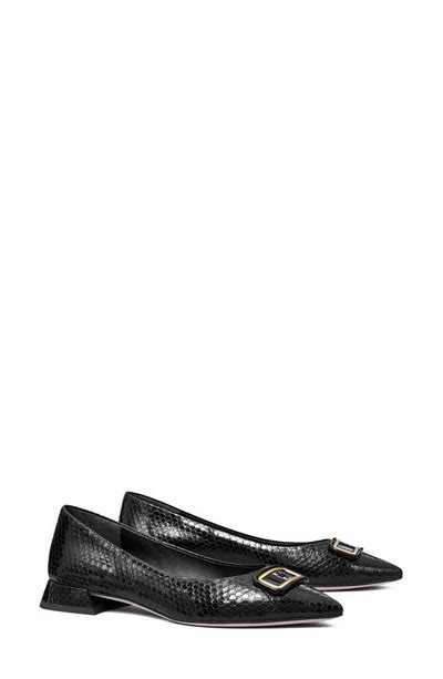 tory burch connelly black pointed suede flats